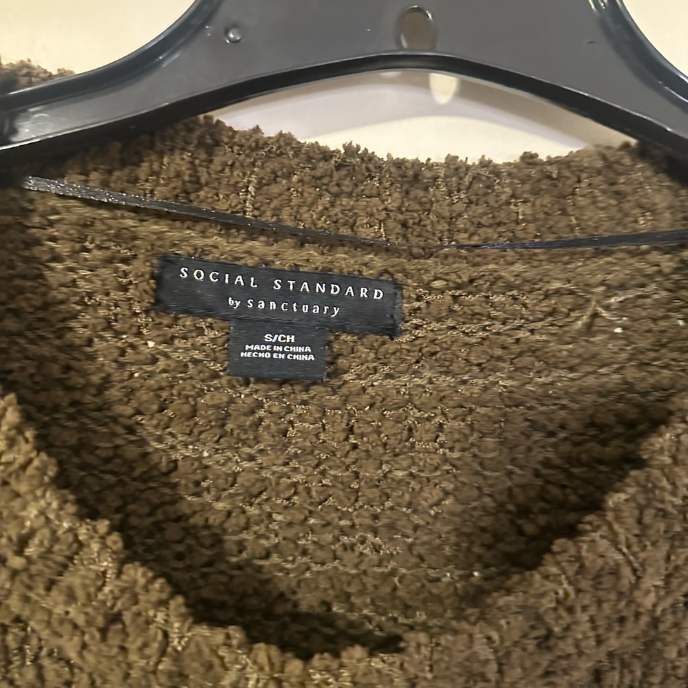 Sanctuary Textured Olive green cottage core grandpa core Sweater-S - Picture 2 of 4